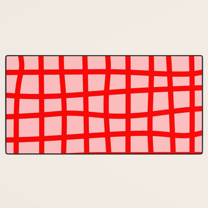 Abstract Plaid red Desk Mat Gallery Image 3