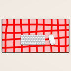 Abstract Plaid red Desk Mat Gallery Image 1