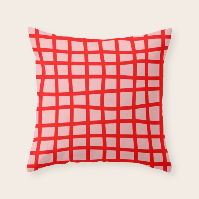 Abstract Plaid red Throw Pillow Gallery Image 6
