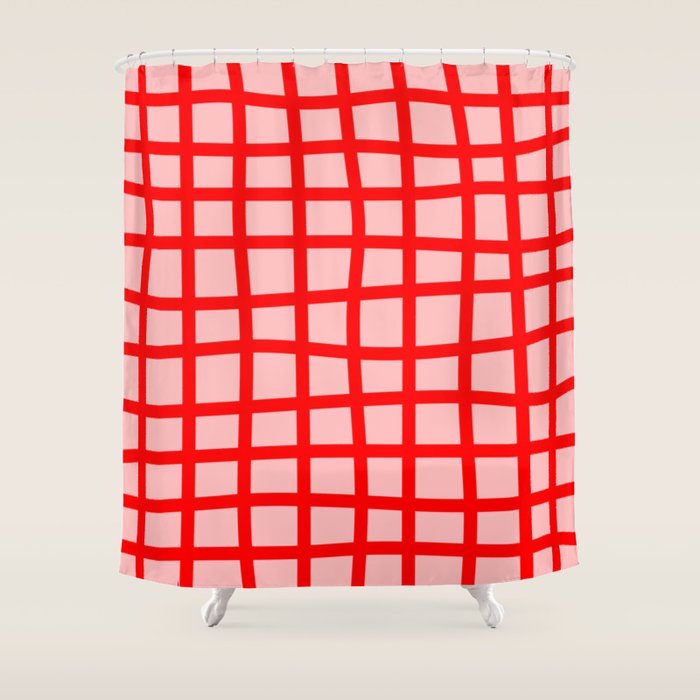 Abstract Plaid red Shower Curtain Gallery Image 1