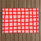 Abstract Plaid red Outdoor Rug Gallery Image 1