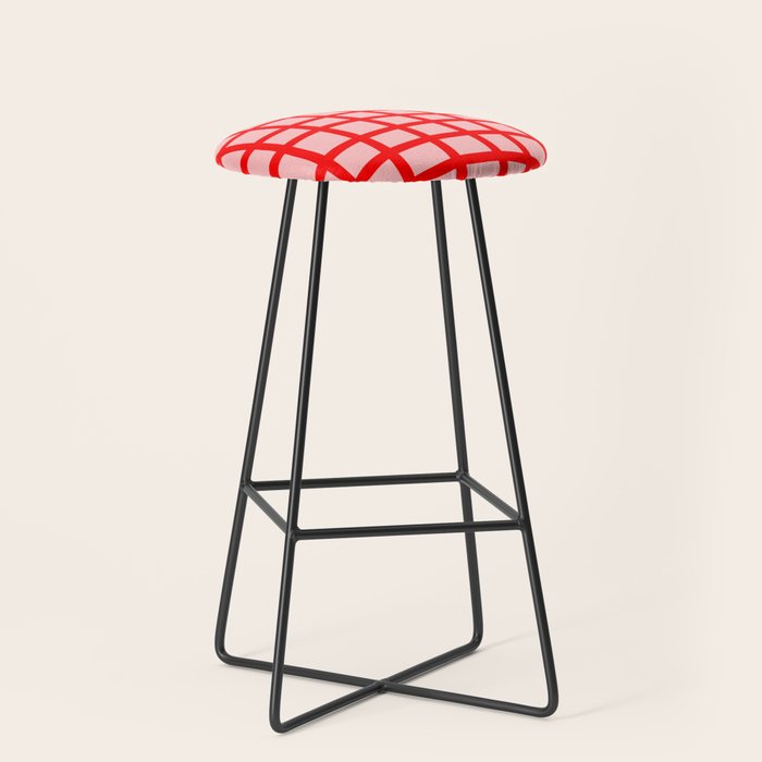 Abstract Plaid red Stool Gallery Image 1