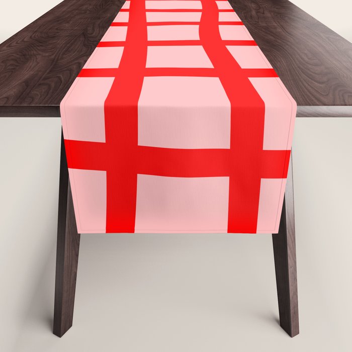 Abstract Plaid red Table Runner Gallery Image 1