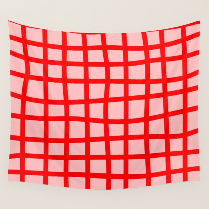 Abstract Plaid red Wall Tapestry Gallery Image 4