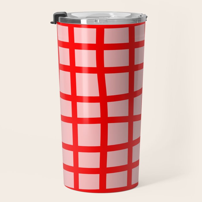 Abstract Plaid red Travel Mug Gallery Image 3