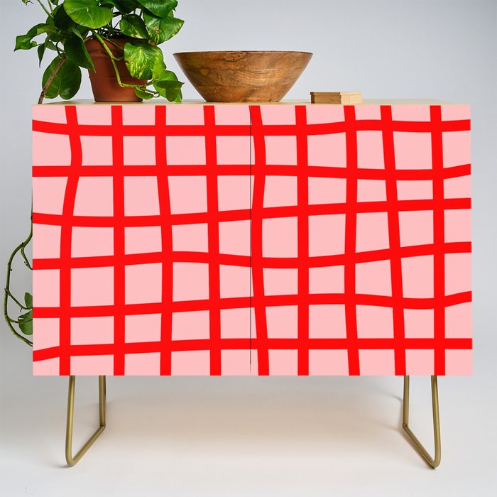Abstract Plaid red Credenza Gallery Image 1