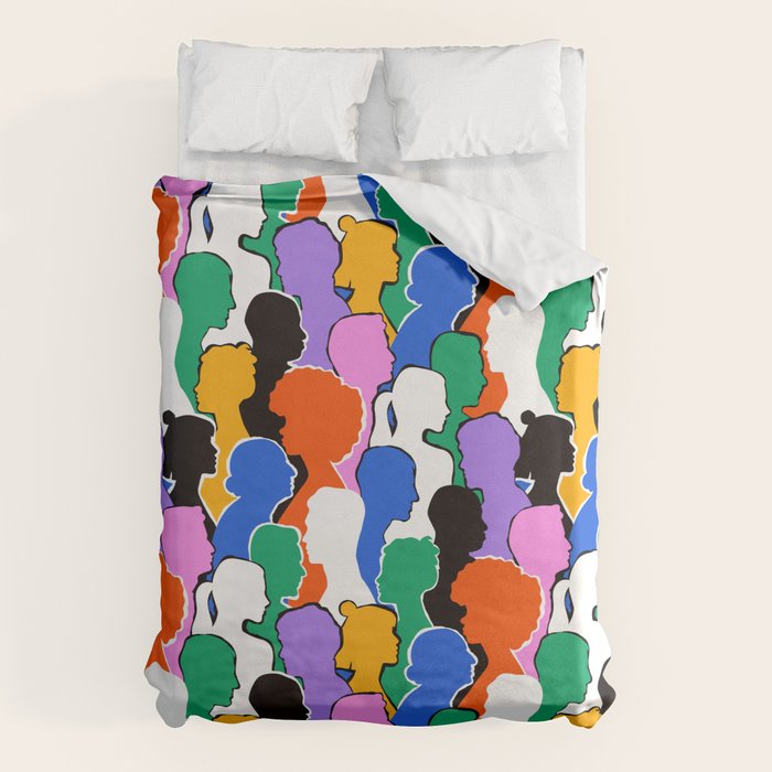 Colorful diverse people crowd art pattern Duvet Cover Gallery Image 1