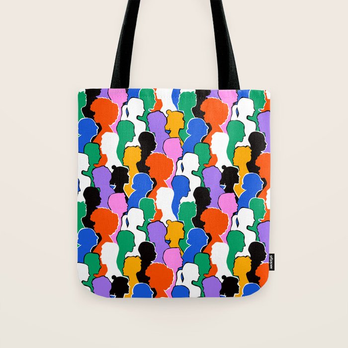 Colorful diverse people crowd art pattern Tote Bag Gallery Image 1