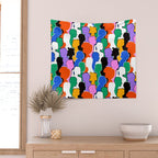 Colorful diverse people crowd art pattern Wall Tapestry Gallery Image 2