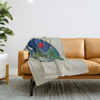 Five peaks of the sun and moon : Kingâs painting (Minhwa-Korean folk art) Throw Blanket Gallery Image 1