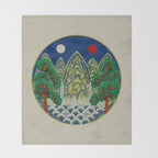 Five peaks of the sun and moon : Kingâs painting (Minhwa-Korean folk art) Throw Blanket Gallery Image 2