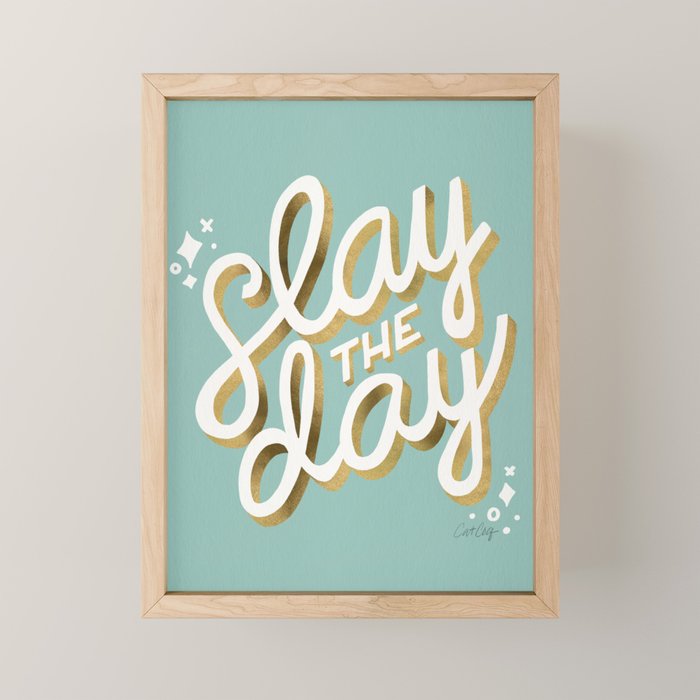 Slay the Day - Mint & Gold Palette Mini Art Print Gallery Image 1