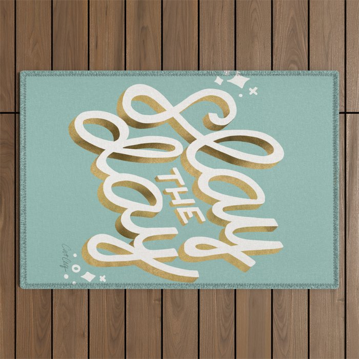 Slay the Day - Mint & Gold Palette Outdoor Rug Gallery Image 1