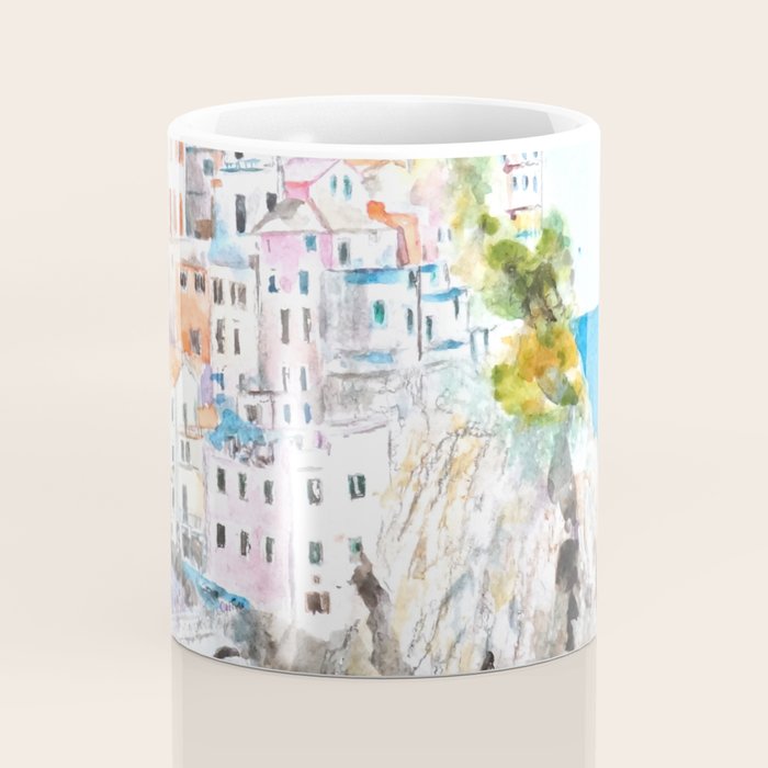 Italy Cinque Terre watercolor painting Coffee Mug Gallery Image 4
