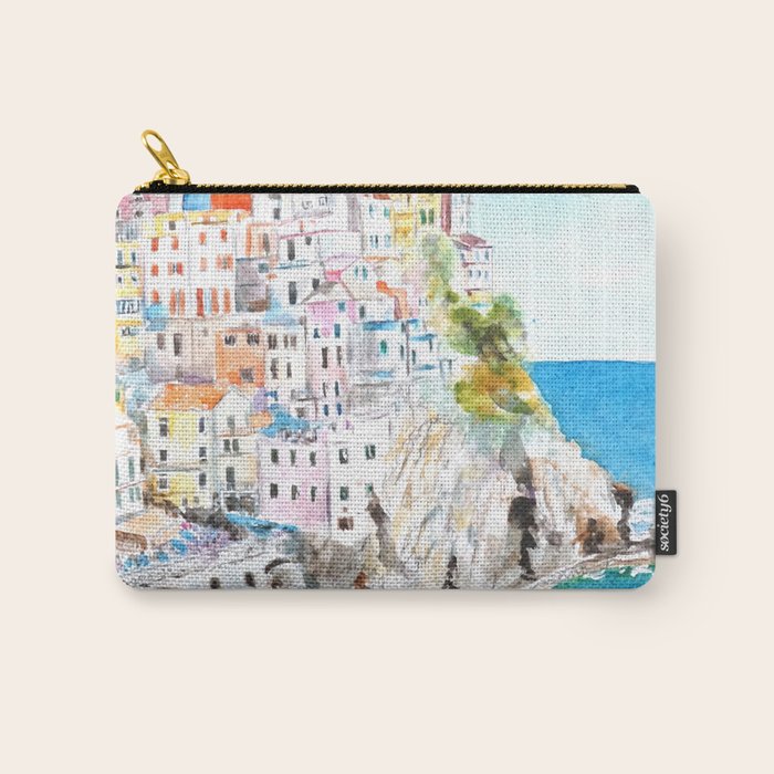Italy Cinque Terre watercolor painting Carry All Pouch Gallery Image 1