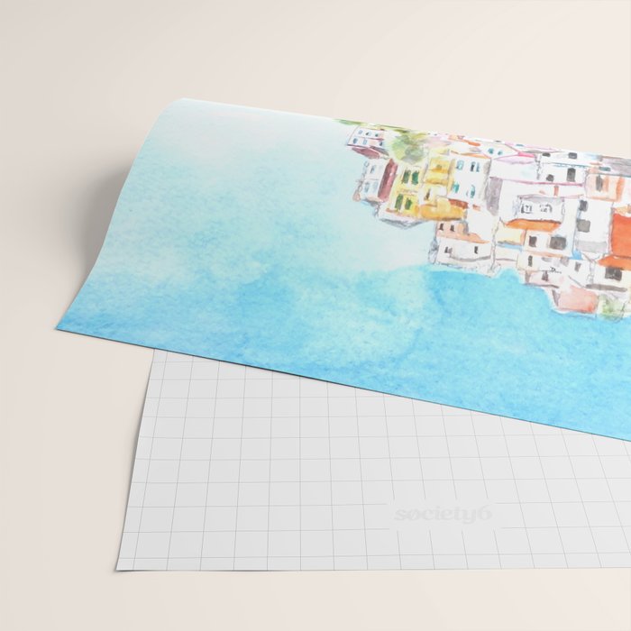 Italy Cinque Terre watercolor painting Wrapping Paper Gallery Image 2