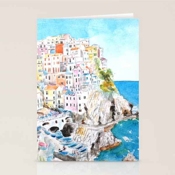 Italy Cinque Terre watercolor painting Stationery Card Gallery Image 2