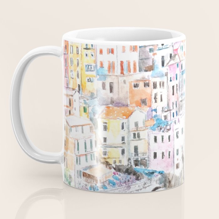 Italy Cinque Terre watercolor painting Coffee Mug Gallery Image 3