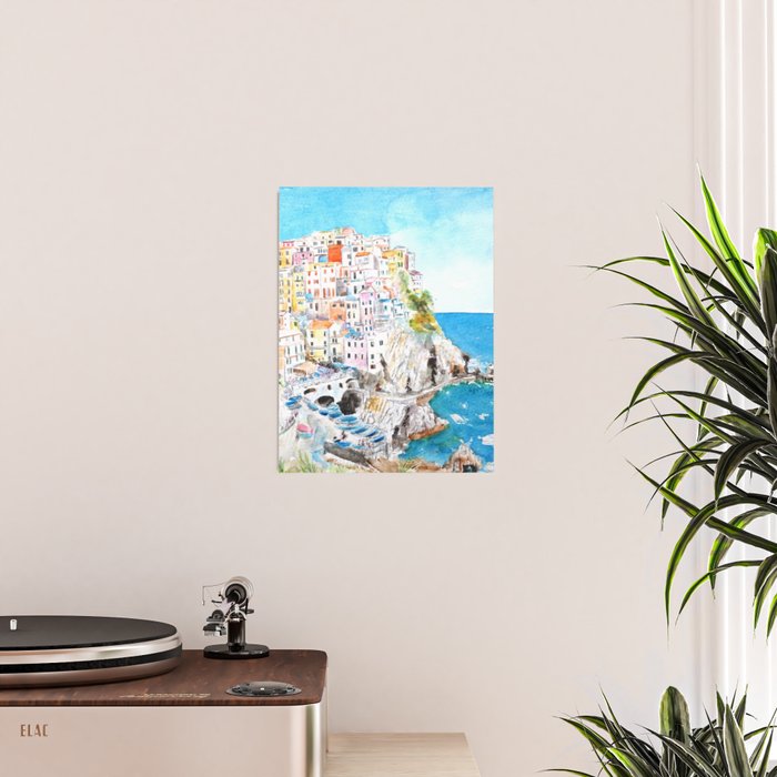 Italy Cinque Terre watercolor painting Poster Gallery Image 2