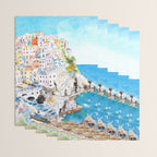 Italy Cinque Terre watercolor painting Wrapping Paper Gallery Image 3