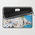 Italy Cinque Terre watercolor painting Laptop Sleeve Gallery Image 2