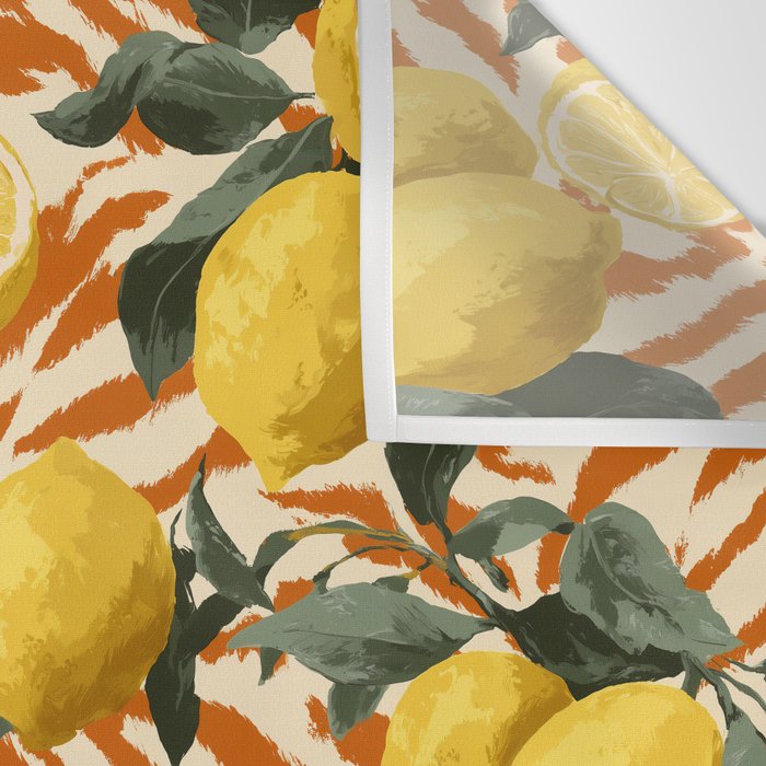 Bold Lemon Citrus Pattern Wall Tapestry Gallery Image 3