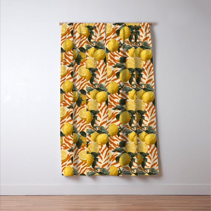 Bold Lemon Citrus Pattern Window Curtain Gallery Image 3