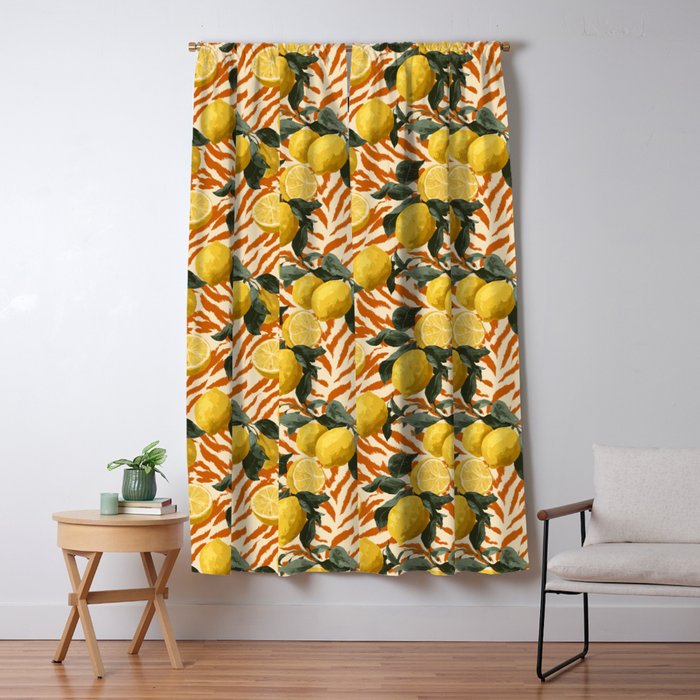 Bold Lemon Citrus Pattern Window Curtain Gallery Image 5