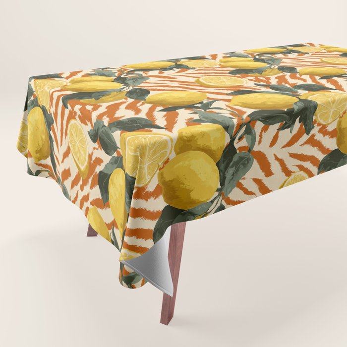 Bold Lemon Citrus Pattern Tablecloth Gallery Image 1