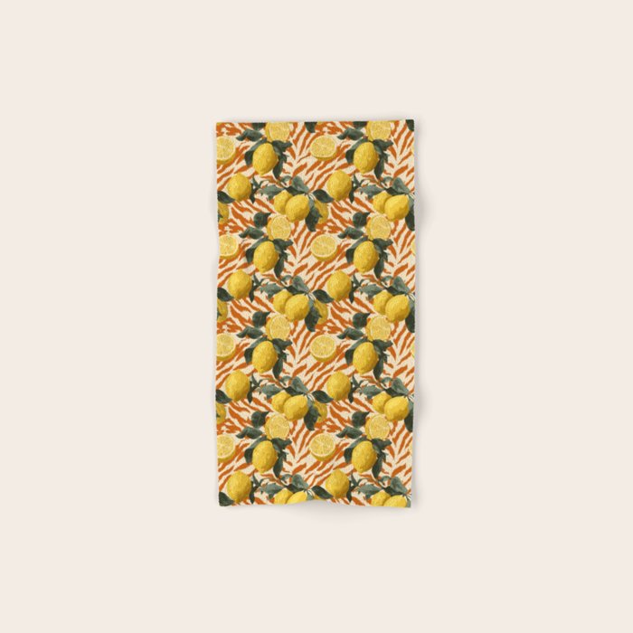 Bold Lemon Citrus Pattern Bath Towel Gallery Image 1