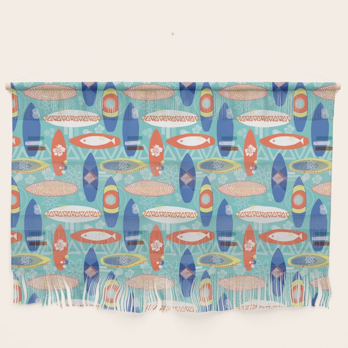 Vintage Surfboards Pattern Wall Hanging Gallery Image 1