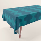 Contemporary Wavy Ogee A-Go-Go Vertical Stripes Pattern in Teal Tablecloth Gallery Image 1