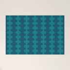 Contemporary Wavy Ogee A-Go-Go Vertical Stripes Pattern in Teal Welcome Mat Gallery Image 1