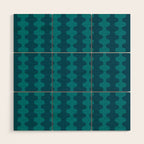 Contemporary Wavy Ogee A-Go-Go Vertical Stripes Pattern in Teal Wood Wall Art Gallery Image 1