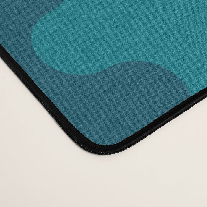 Contemporary Wavy Ogee A-Go-Go Vertical Stripes Pattern in Teal Desk Mat Gallery Image 4