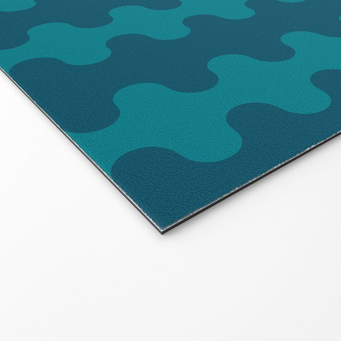 Contemporary Wavy Ogee A-Go-Go Vertical Stripes Pattern in Teal Welcome Mat Gallery Image 2