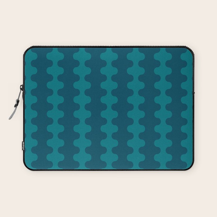 Contemporary Wavy Ogee A-Go-Go Vertical Stripes Pattern in Teal Laptop Sleeve Gallery Image 1