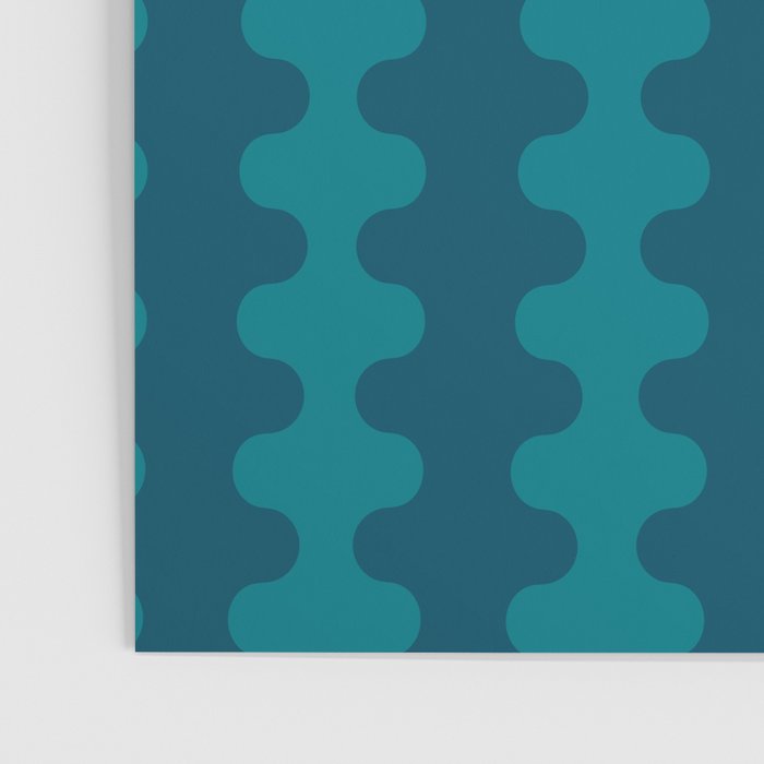 Contemporary Wavy Ogee A-Go-Go Vertical Stripes Pattern in Teal Poster Gallery Image 3
