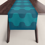 Contemporary Wavy Ogee A-Go-Go Vertical Stripes Pattern in Teal Table Runner Gallery Image 1