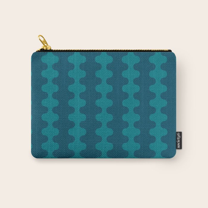 Contemporary Wavy Ogee A-Go-Go Vertical Stripes Pattern in Teal Carry All Pouch Gallery Image 1