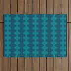 Contemporary Wavy Ogee A-Go-Go Vertical Stripes Pattern in Teal Outdoor Rug Gallery Image 1