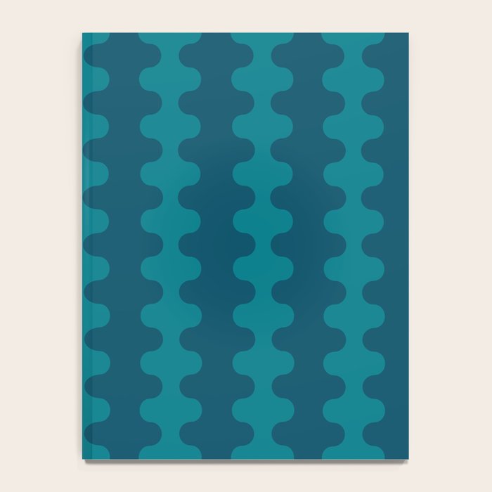 Contemporary Wavy Ogee A-Go-Go Vertical Stripes Pattern in Teal Notebook Gallery Image 4
