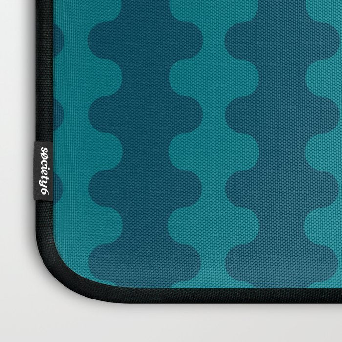 Contemporary Wavy Ogee A-Go-Go Vertical Stripes Pattern in Teal Laptop Sleeve Gallery Image 3