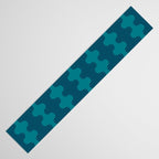 Contemporary Wavy Ogee A-Go-Go Vertical Stripes Pattern in Teal Table Runner Gallery Image 3