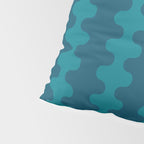 Contemporary Wavy Ogee A-Go-Go Vertical Stripes Pattern in Teal Pillow Sham Gallery Image 4