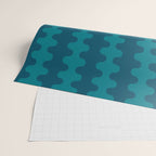 Contemporary Wavy Ogee A-Go-Go Vertical Stripes Pattern in Teal Wrapping Paper Gallery Image 2