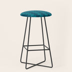 Contemporary Wavy Ogee A-Go-Go Vertical Stripes Pattern in Teal Stool Gallery Image 1