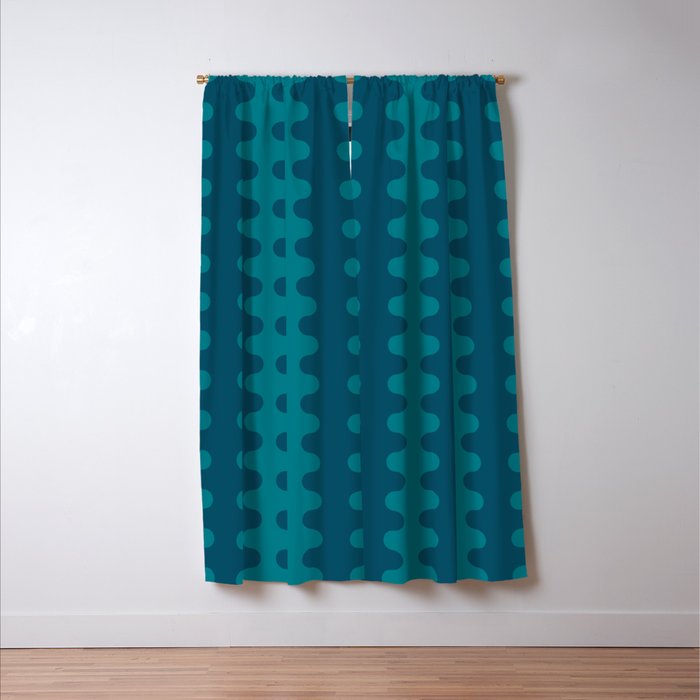 Contemporary Wavy Ogee A-Go-Go Vertical Stripes Pattern in Teal Window Curtain Gallery Image 3