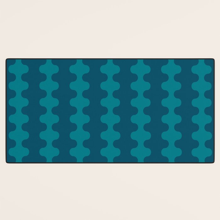 Contemporary Wavy Ogee A-Go-Go Vertical Stripes Pattern in Teal Desk Mat Gallery Image 3