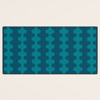 Contemporary Wavy Ogee A-Go-Go Vertical Stripes Pattern in Teal Desk Mat Gallery Image 3